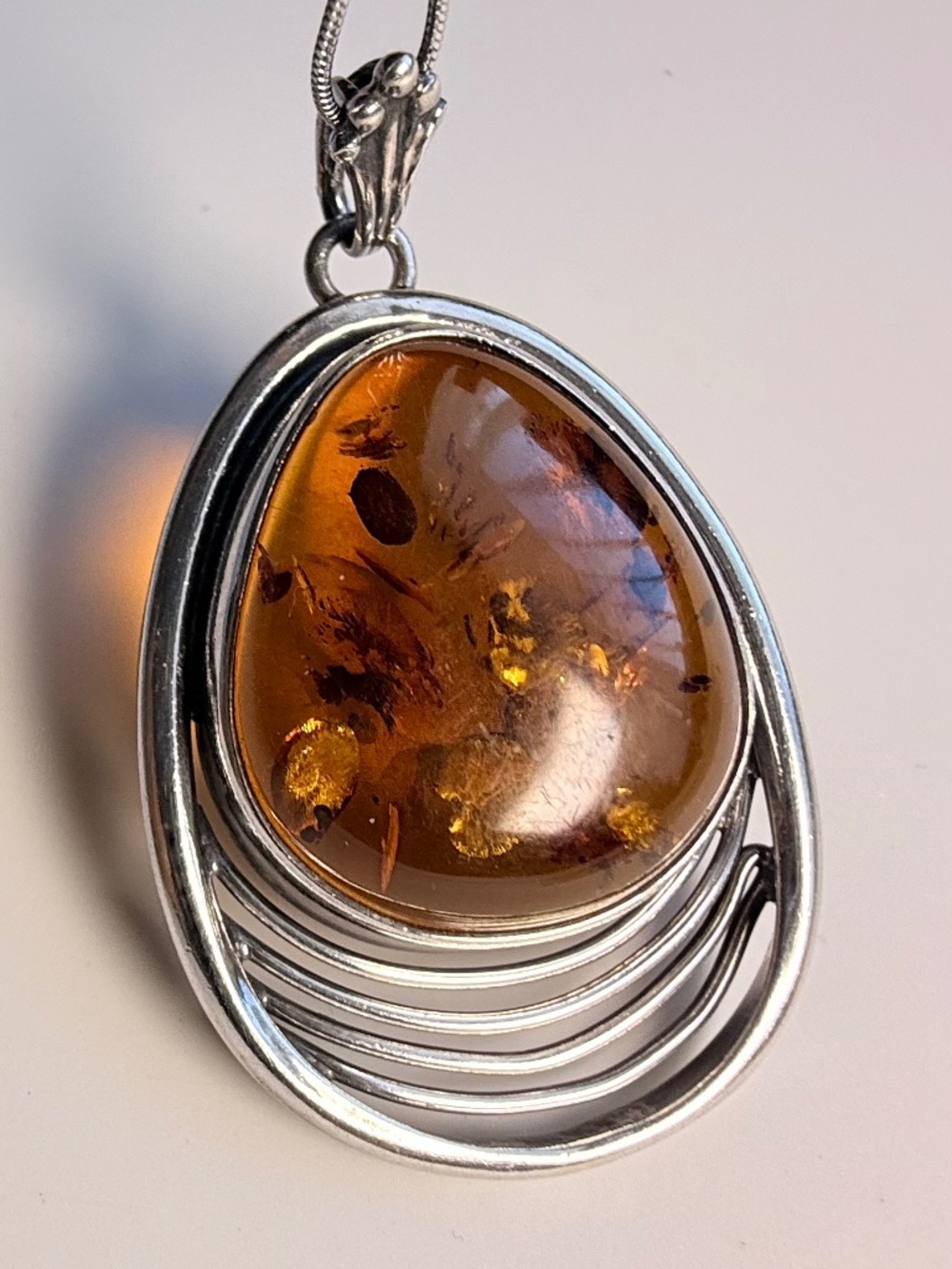 Sterling Silver Amber Pendant